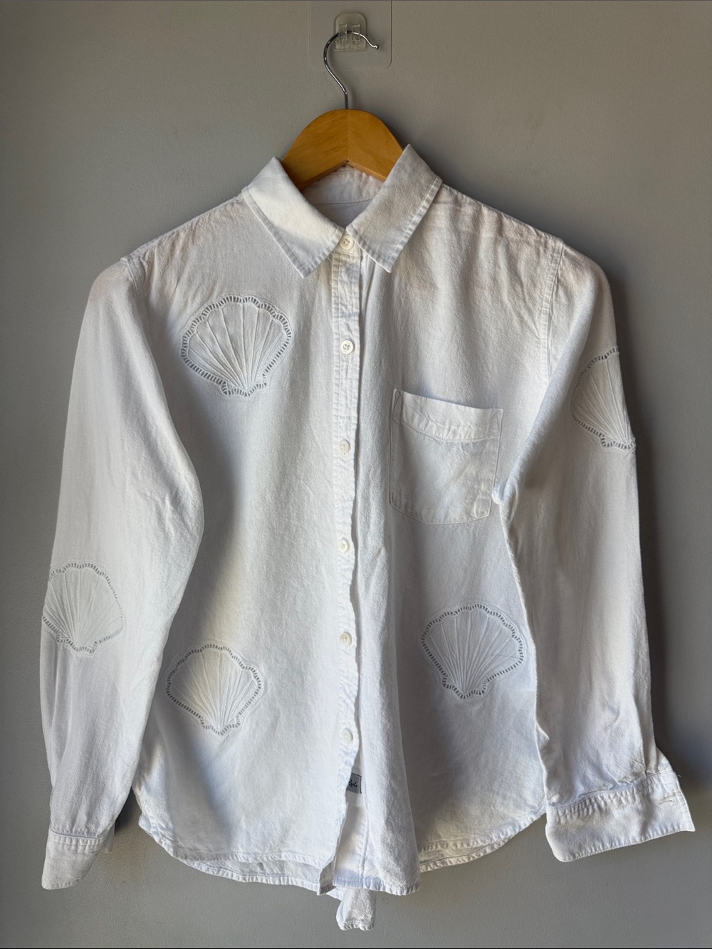 Rails White Embroidered Shell Button-Down Shirt